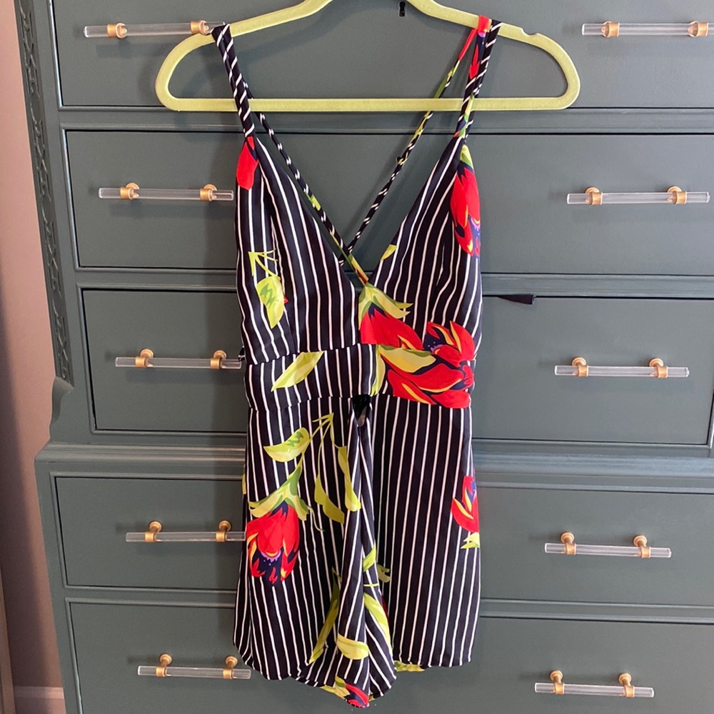 Akira Bondi Beach Romper - Floral and Stripe